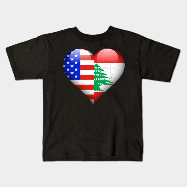 Half American Half Lebanese - Gift for Lebanese From Lebanon Kids T-Shirt by Country Flags